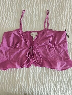 JAPRA Vibrant Pink Tie-Front Spaghetti Strap Camisole LARGE